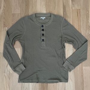Burberry Slim Fit Long Sleeve Henley Shirt, Tan, Medium